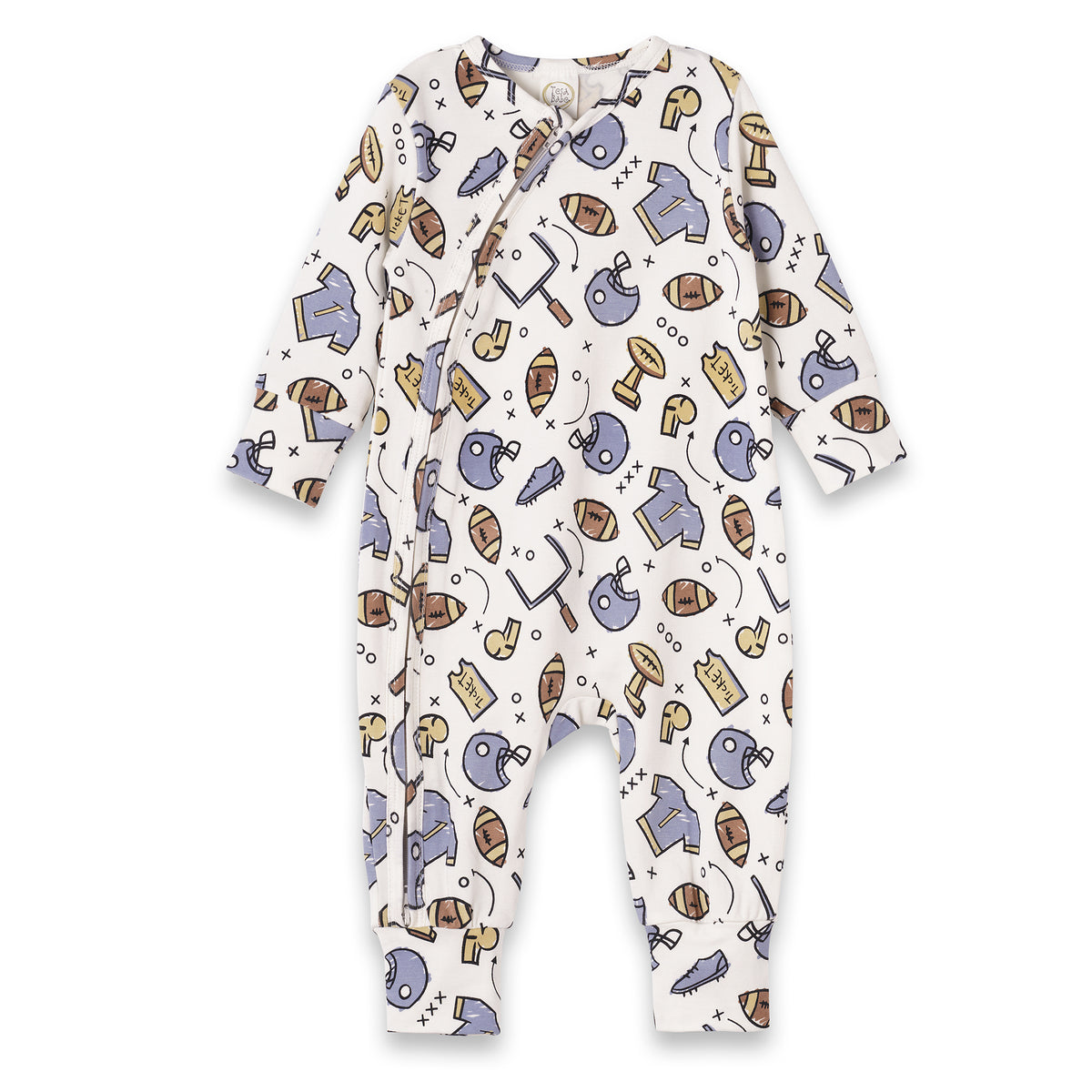 Touchdown Baby Boy Bamboo Football Zipper Romper