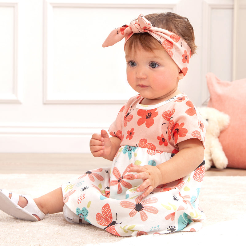 Fluttering Blossoms Baby Girl Cotton Dress 18-24M
