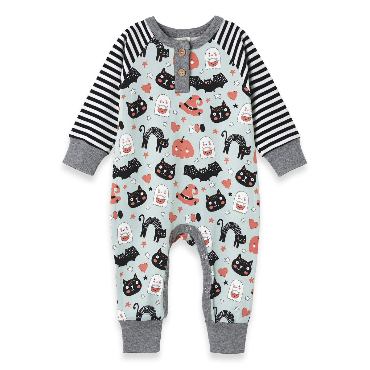 Halloween Pumpkin-Pals Henley Bamboo Romper
