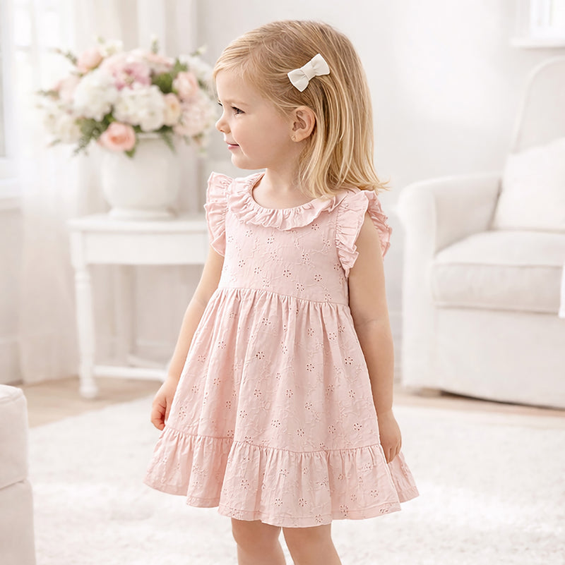 Eyelet Girl's Cotton Dress for Special Occasions Eyelet Girl's Cotton Dress for Special Occasions