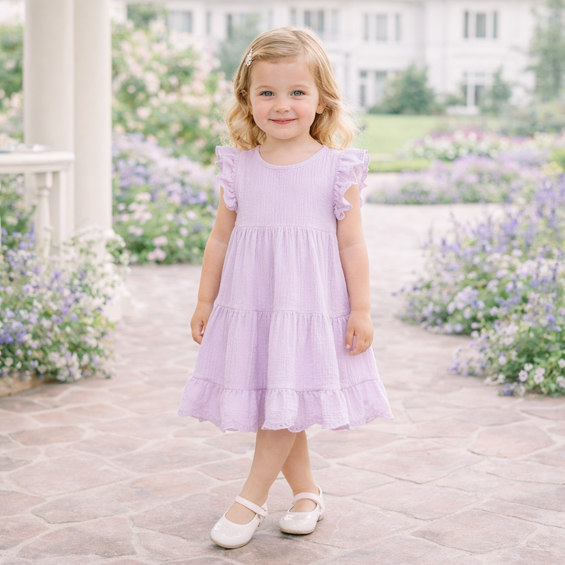 Lavender Eyelet Flutter Sleeve Gauze Easter Dress Tesa Babe Lavender Eyelet Flutter Sleeve Gauze Easter Dress Tesa Babe