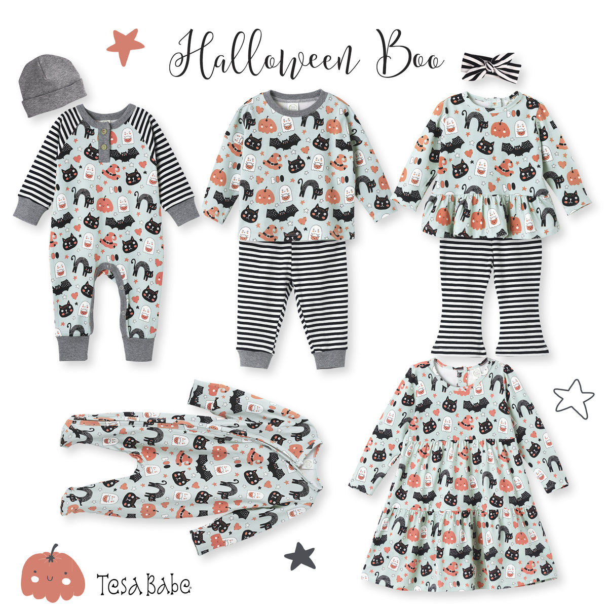 Halloween Pumpkin-Pals Henley Bamboo Romper
