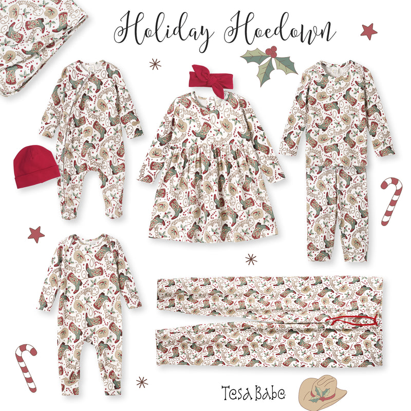 Western Christmas Girls Dress – Soft Bamboo Holiday Style – Tesa Babe
