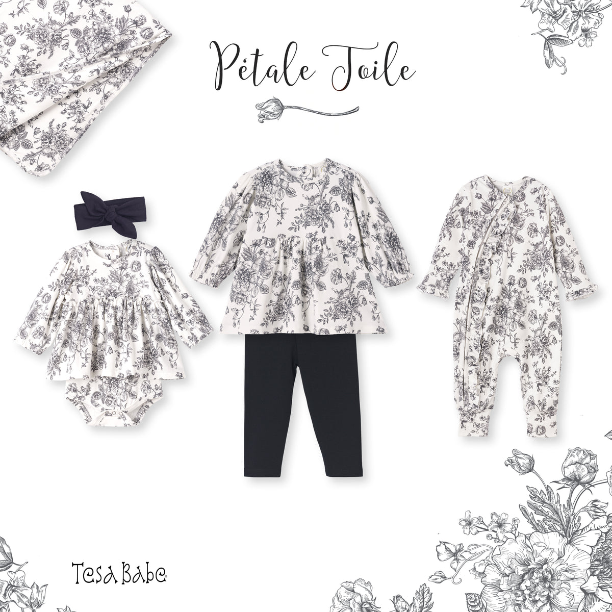 Baby Girls' Skirted Bodysuit – Floral Bamboo Toile