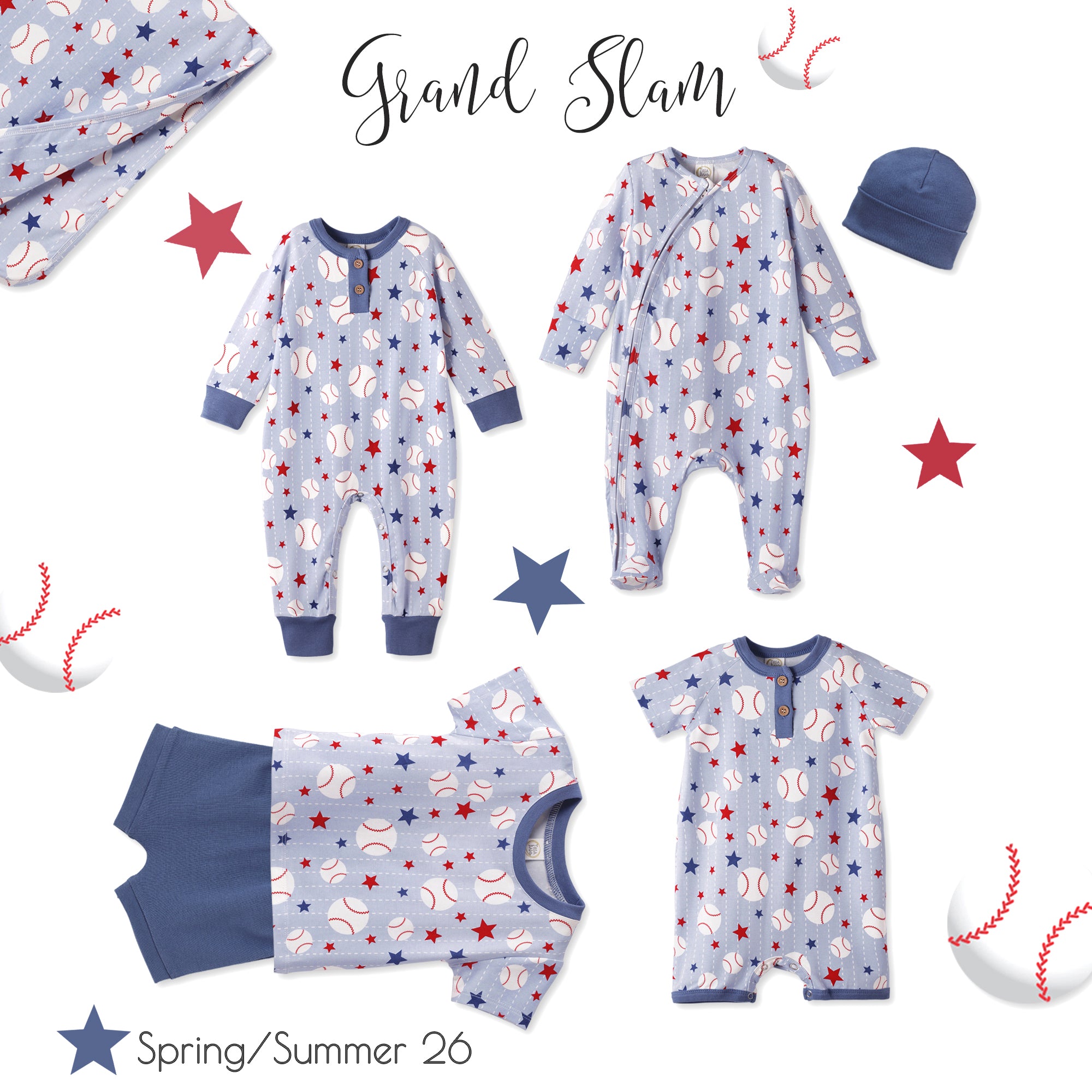 Grand Slam Baseball Bamboo Zipper Romper for Baby – Tesa Babe