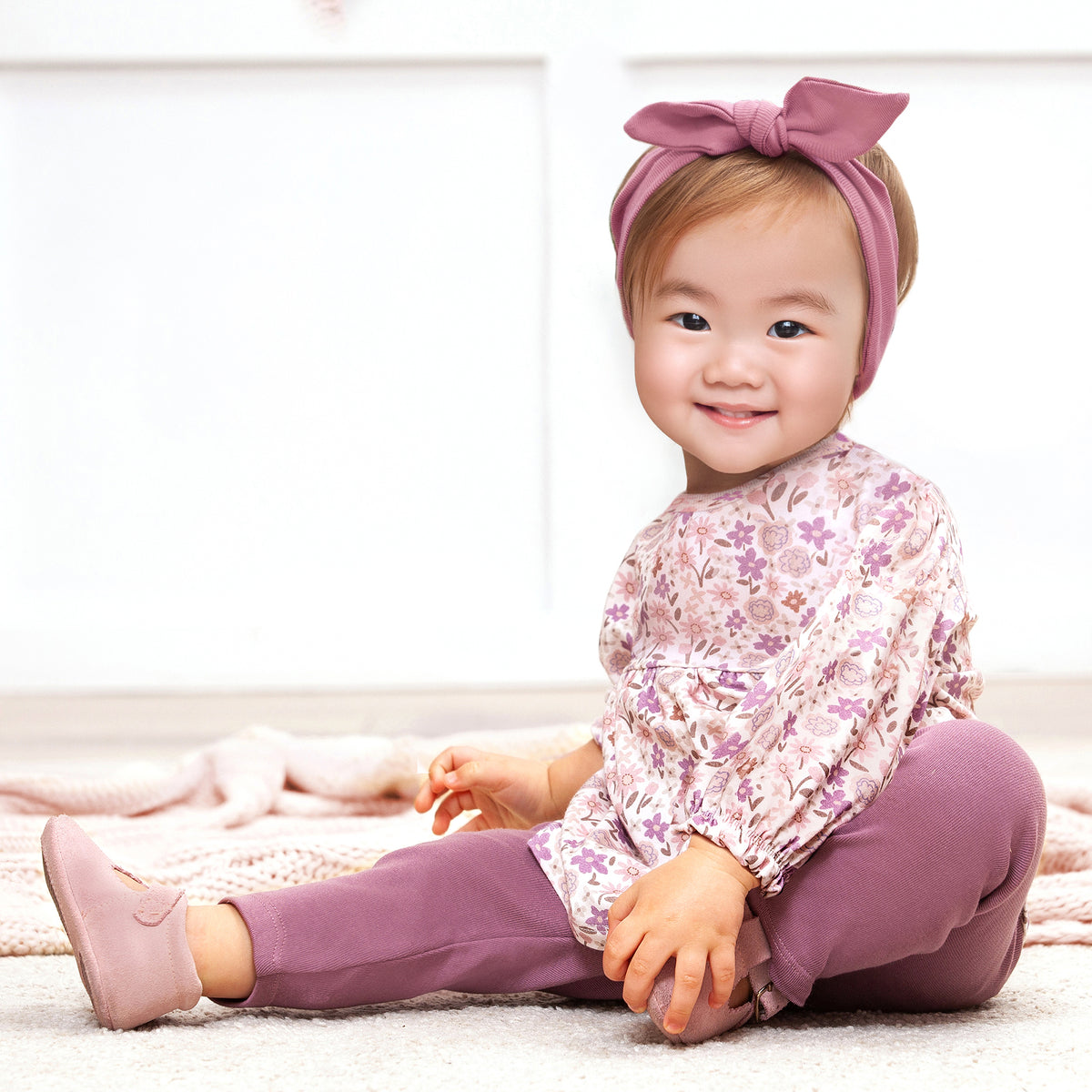 Girls' Floral Tunic Set – Bamboo Top with Cotton Leggings