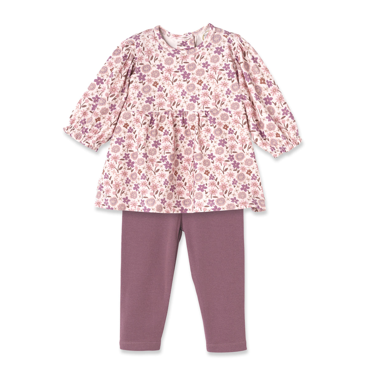 Girls' Floral Tunic Set – Bamboo Top with Cotton Leggings
