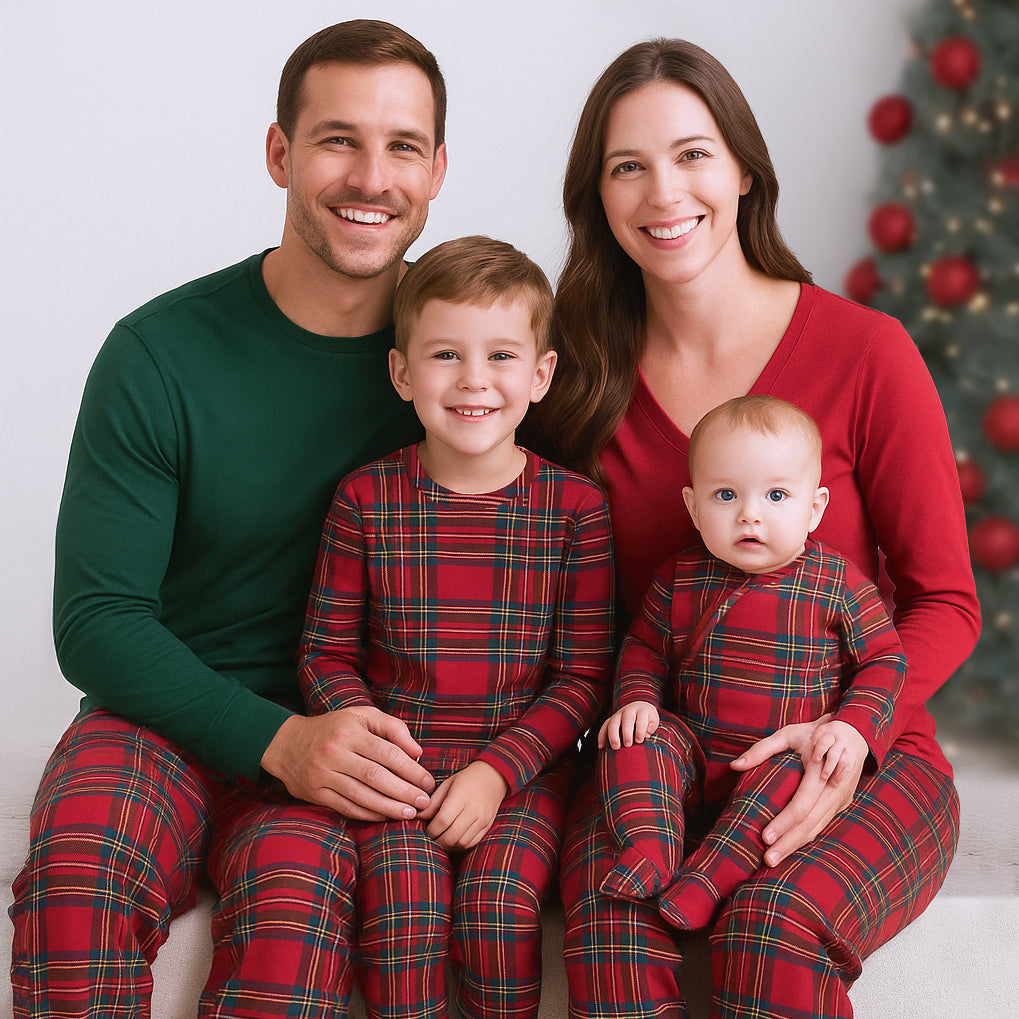 Christmas Kids' Bamboo Pajama Set – Classic Tartan Holiday – Tesa Babe