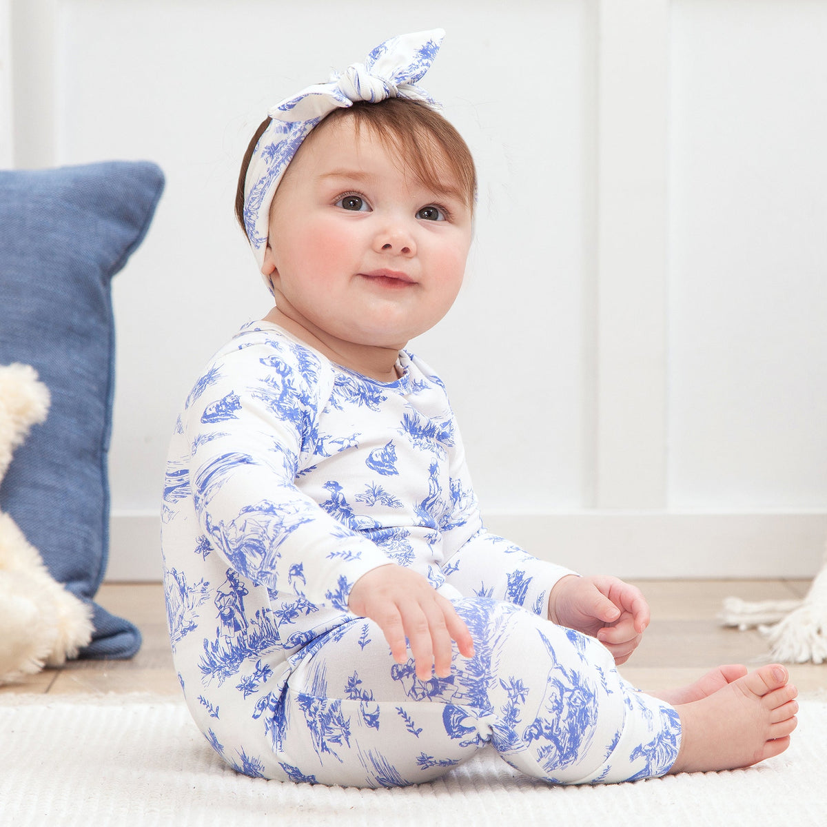Tesa Babe Baby Girl Clothes Toile de Jouy Bamboo Romper