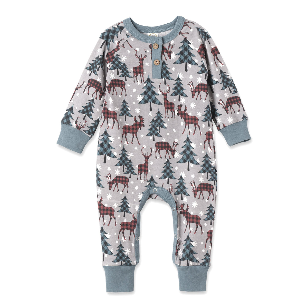 Tesa Babe Baby Unisex Clothes Romper / NB Nordic Pines Bamboo Henley Romper