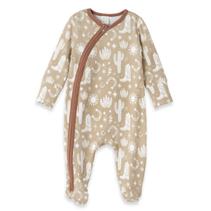 Tesa Babe Baby Unisex Clothes Romper / NB Wild West/Tan Bamboo Zipper Romper