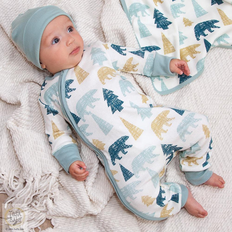 Tesa Babe Baby Boy Clothes Woodland Zipper Romper / Newborn Baby Boy Woodland Zipper Romper