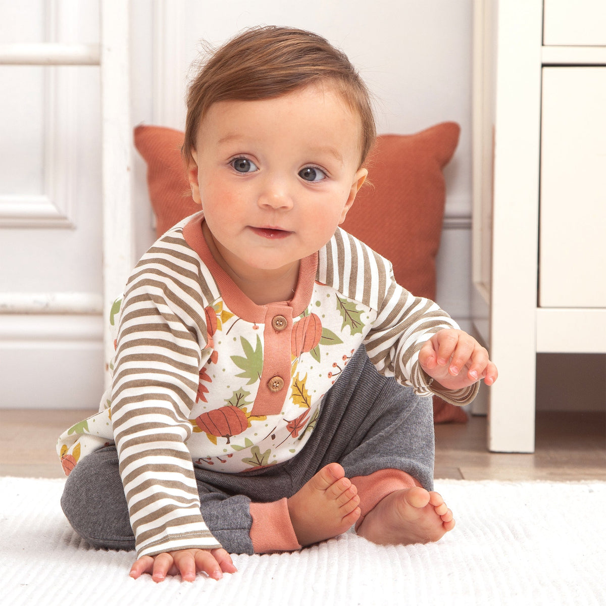 Tesa Babe Baby Boy Clothes Fall Harvest Boy Henley T-Shirts & Pants