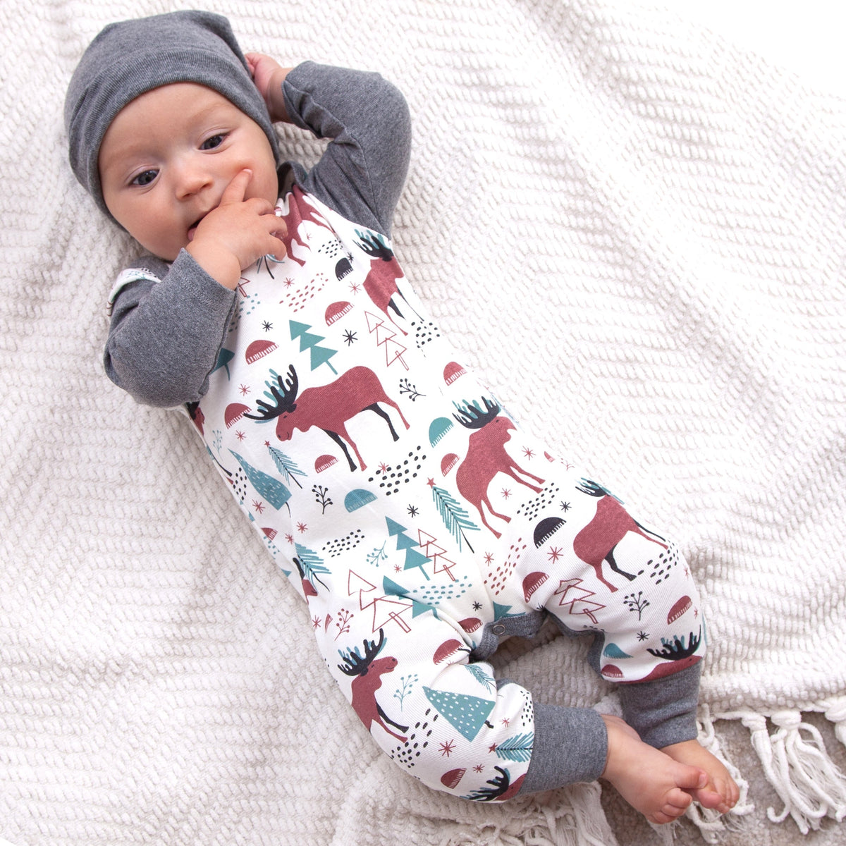 Tesa Babe Baby Boy Clothes Moose Tracks Romper