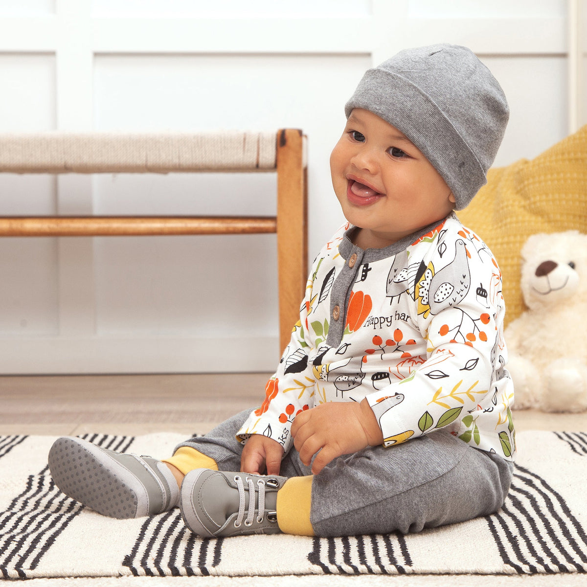 Tesa Babe Baby Boy Clothes Thanksgiving Turkey LS Boys Henley Shirt & Pants