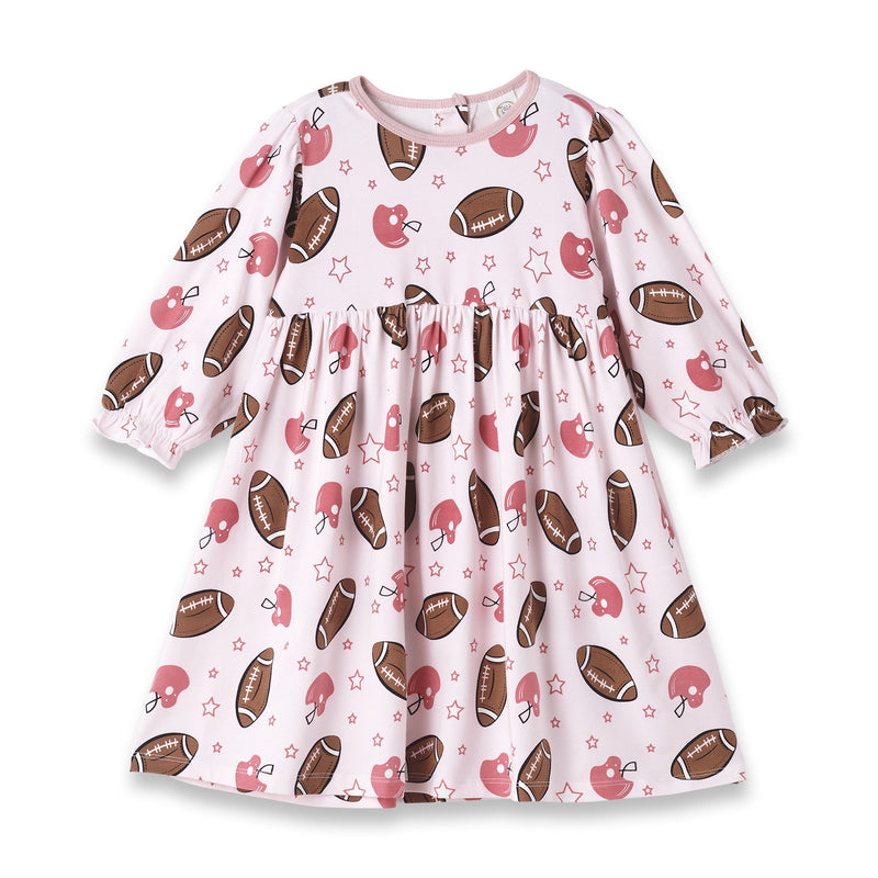 Tesa Babe Baby Girl Clothes 3-6M Game Day Girl Elastic Ruffle LS  Dress