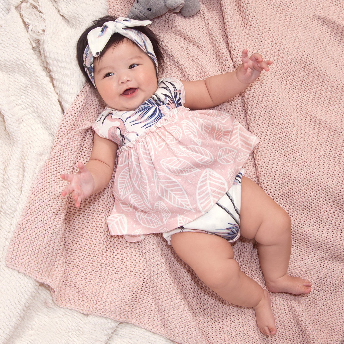 Tesa Babe Baby Girl Clothes Hawaiiana Skirted Bodysuit - Organic Cotton