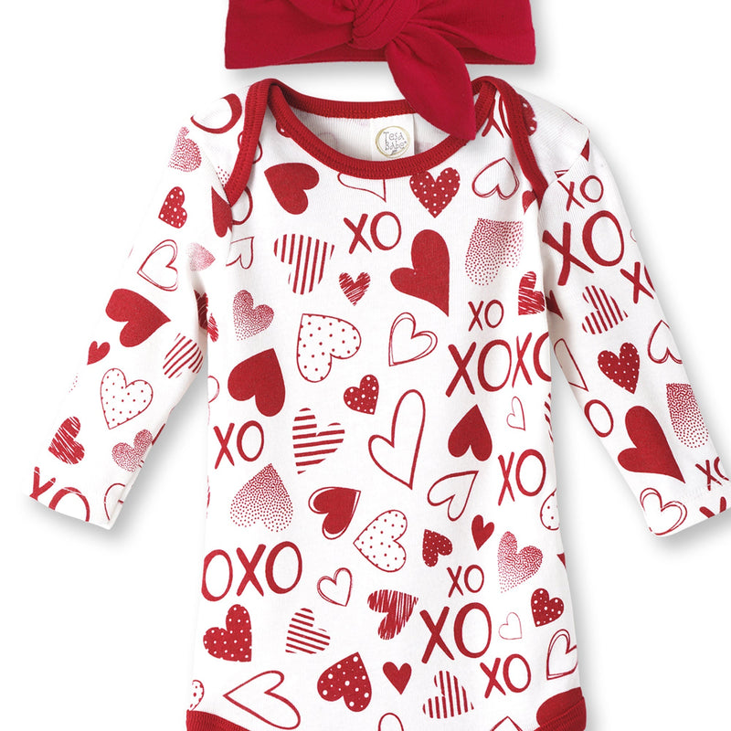 Tesa Babe Baby Girl Clothes Hearts and Hugs Bodysuit & Headband Set