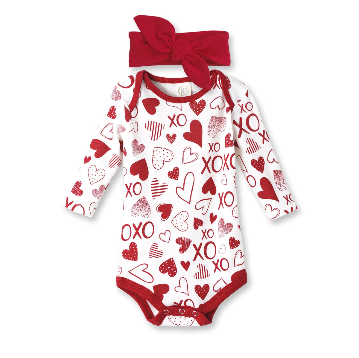 Tesa Babe Baby Girl Clothes Hearts and Hugs Bodysuit & Headband Set
