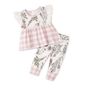 Tesa Babe Baby Girl Clothes Prairie Flowers Top and Pants 2Pc Set