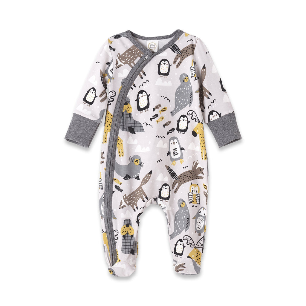 Tesa Babe Baby Unisex Clothes NB Arctic Animals Footed Zipper Romper