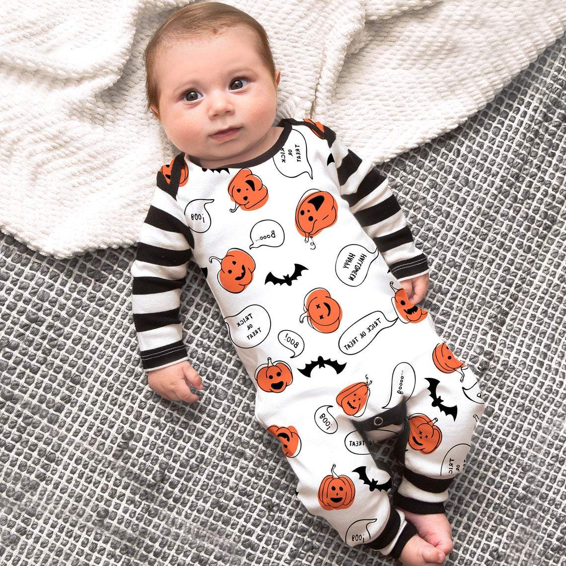 Tesa Babe Baby Unisex Clothes Halloween Pumpkin Boo Baby Romper