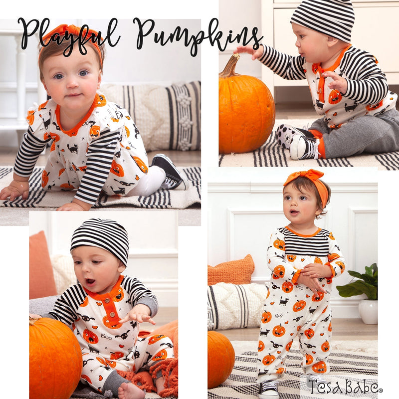 Tesa Babe Baby Unisex Clothes Playful Pumpkins Crew Neck Bamboo Romper