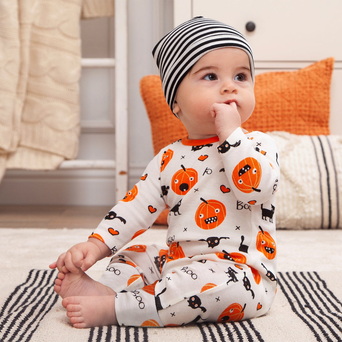 Tesa Babe Baby Unisex Clothes Playful Pumpkins Crew Neck Bamboo Romper