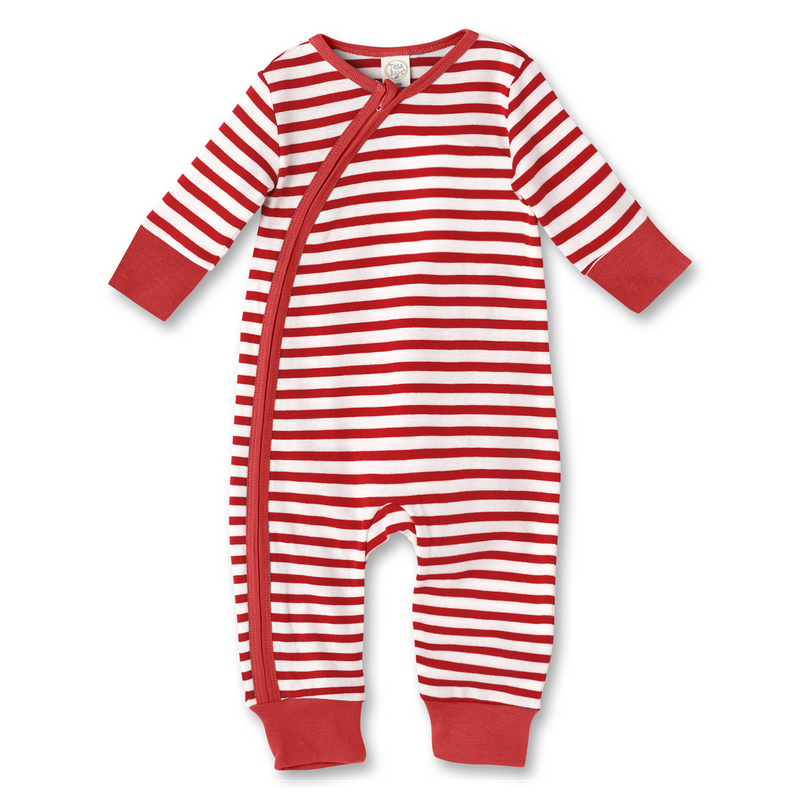 Tesa Babe Baby Unisex Clothes Red Striped Christmas Zipper Romper