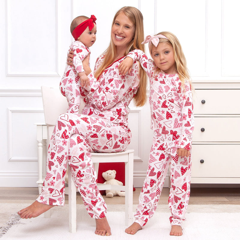 Tesa Babe Base Product Confetti Hearts Women's V-Neck Pajama Set