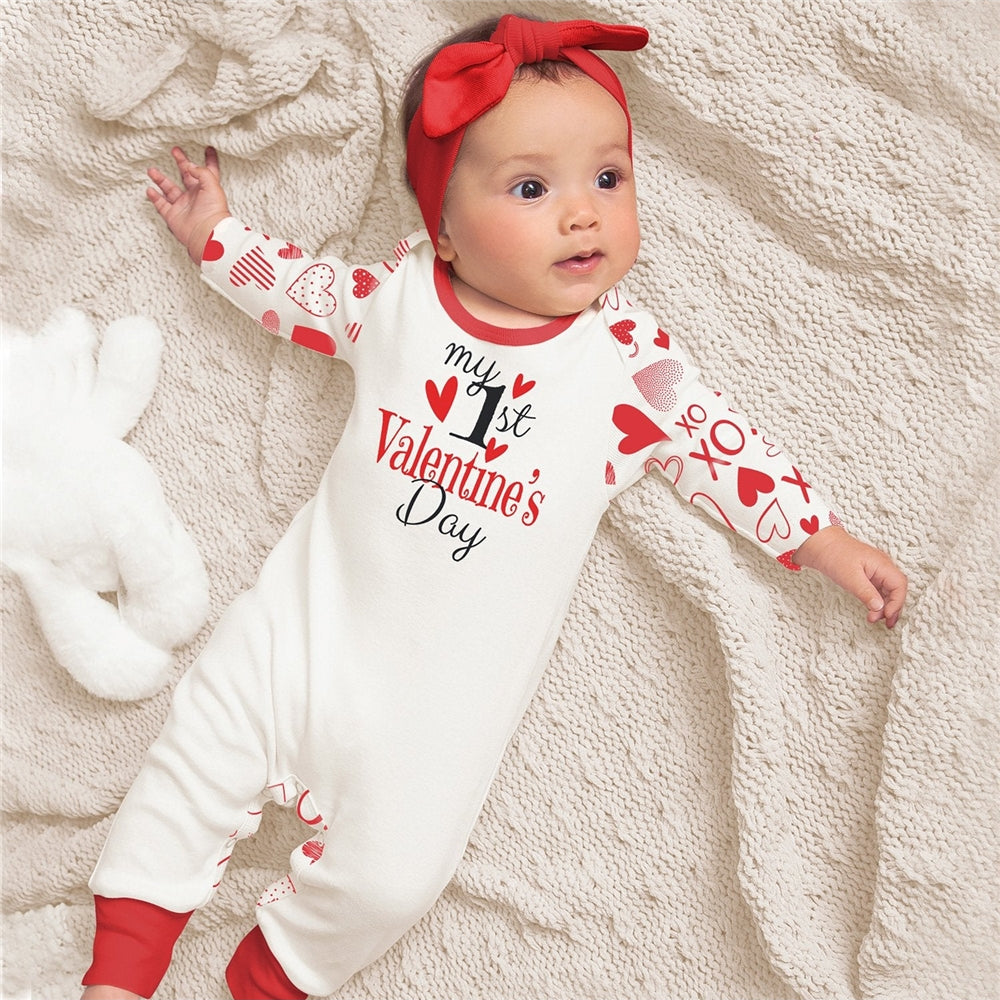 Baby's "My 1st Valentine's Day" Cotton Romper