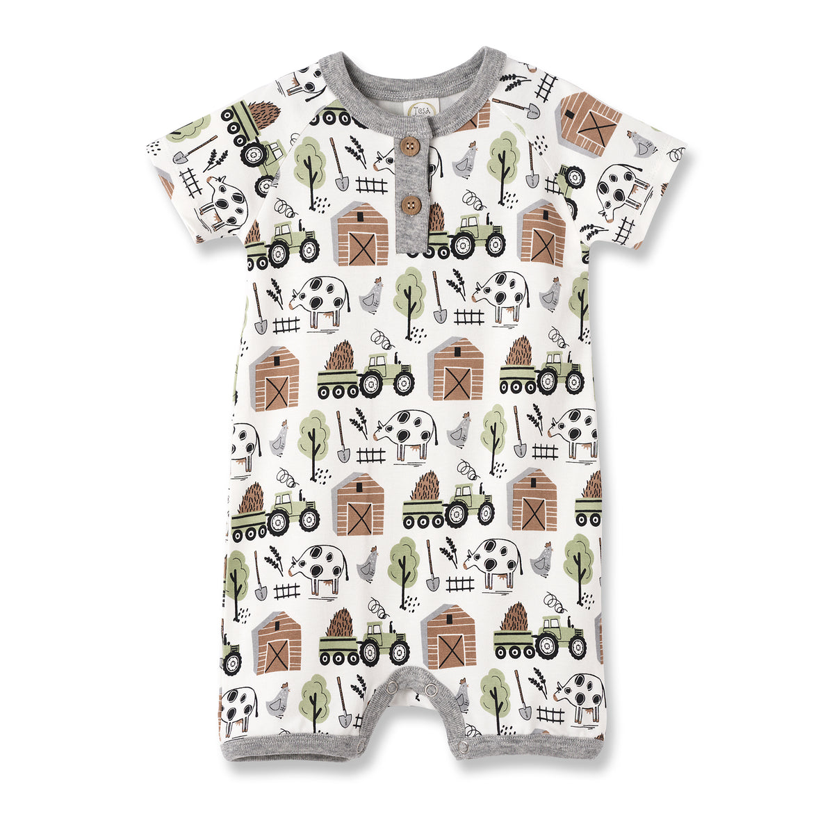 Barnyard Buddies Bamboo Short Henley Romper