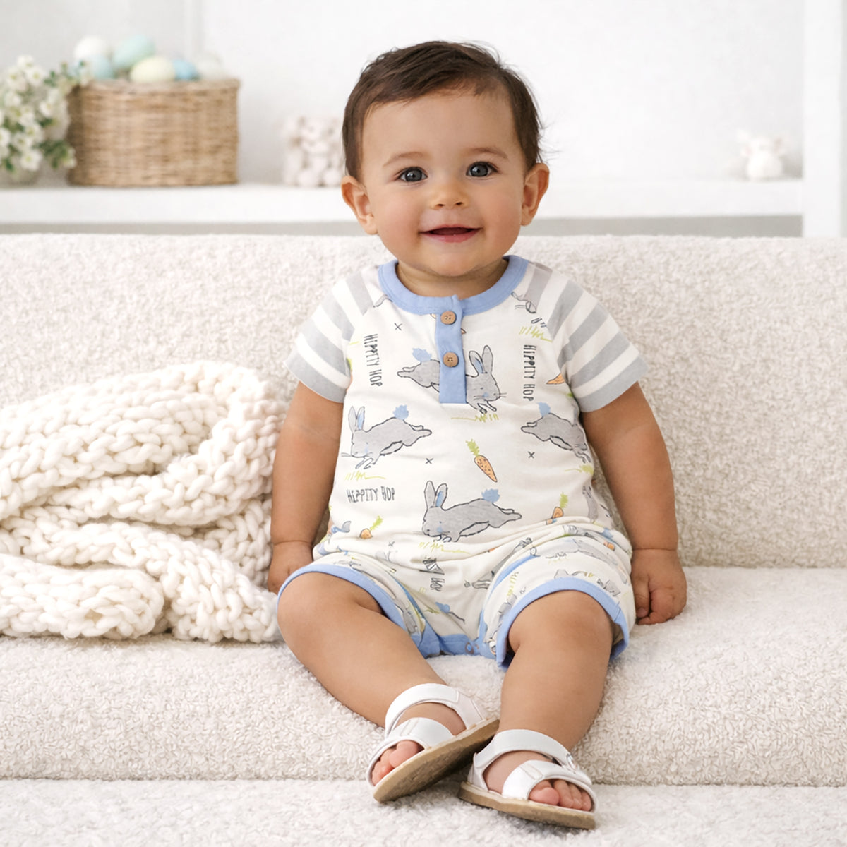 Easter Parade Cotton Henley Romper