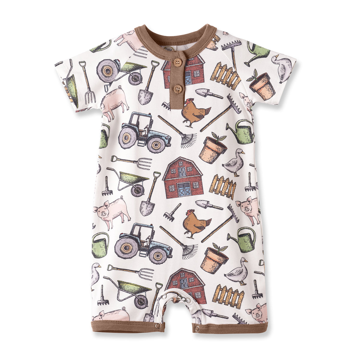 Farmer's Market Baby Boy Shorty Romper–Soft Bamboo One Piece