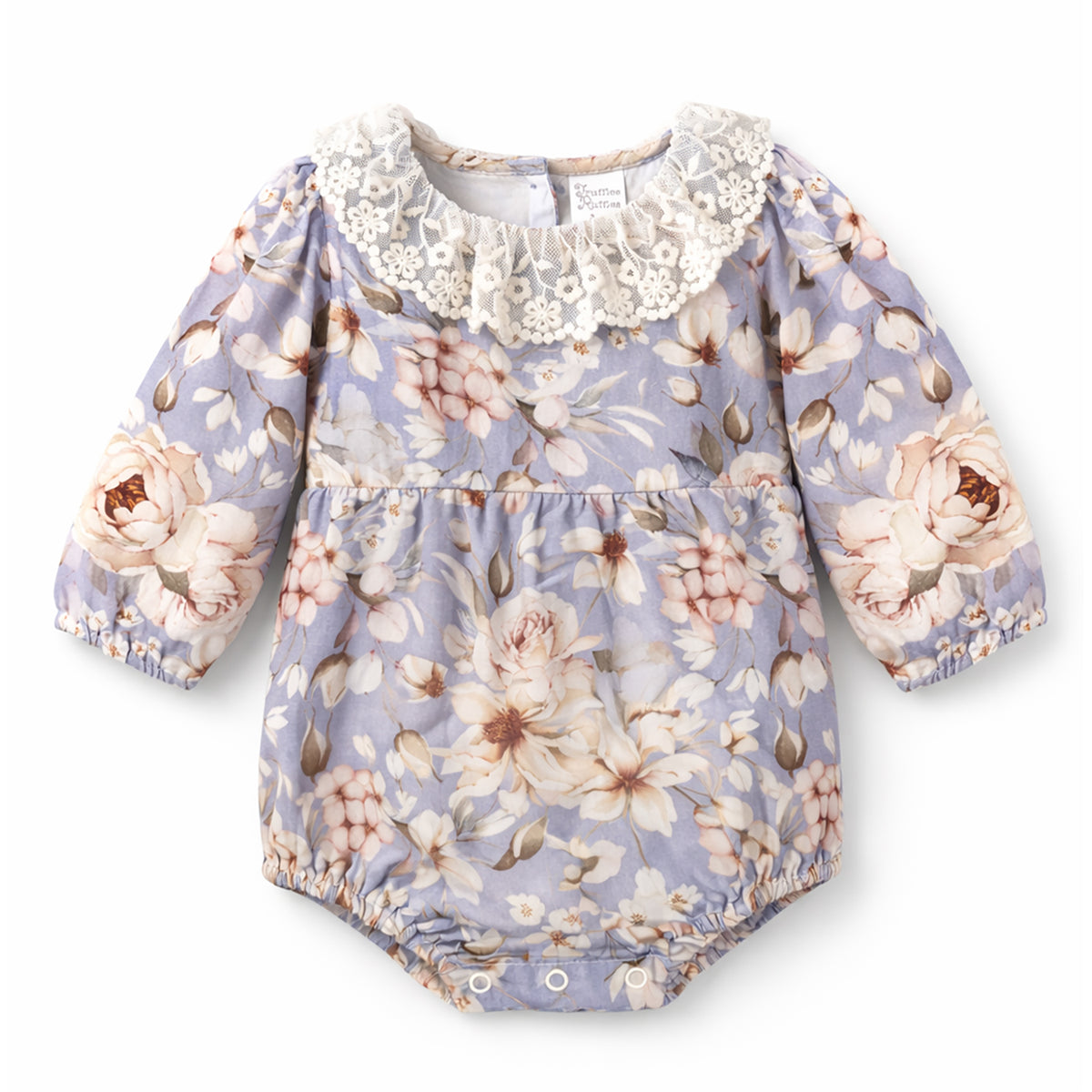 Vintage Floral Baby Bodysuit With Lace Collar