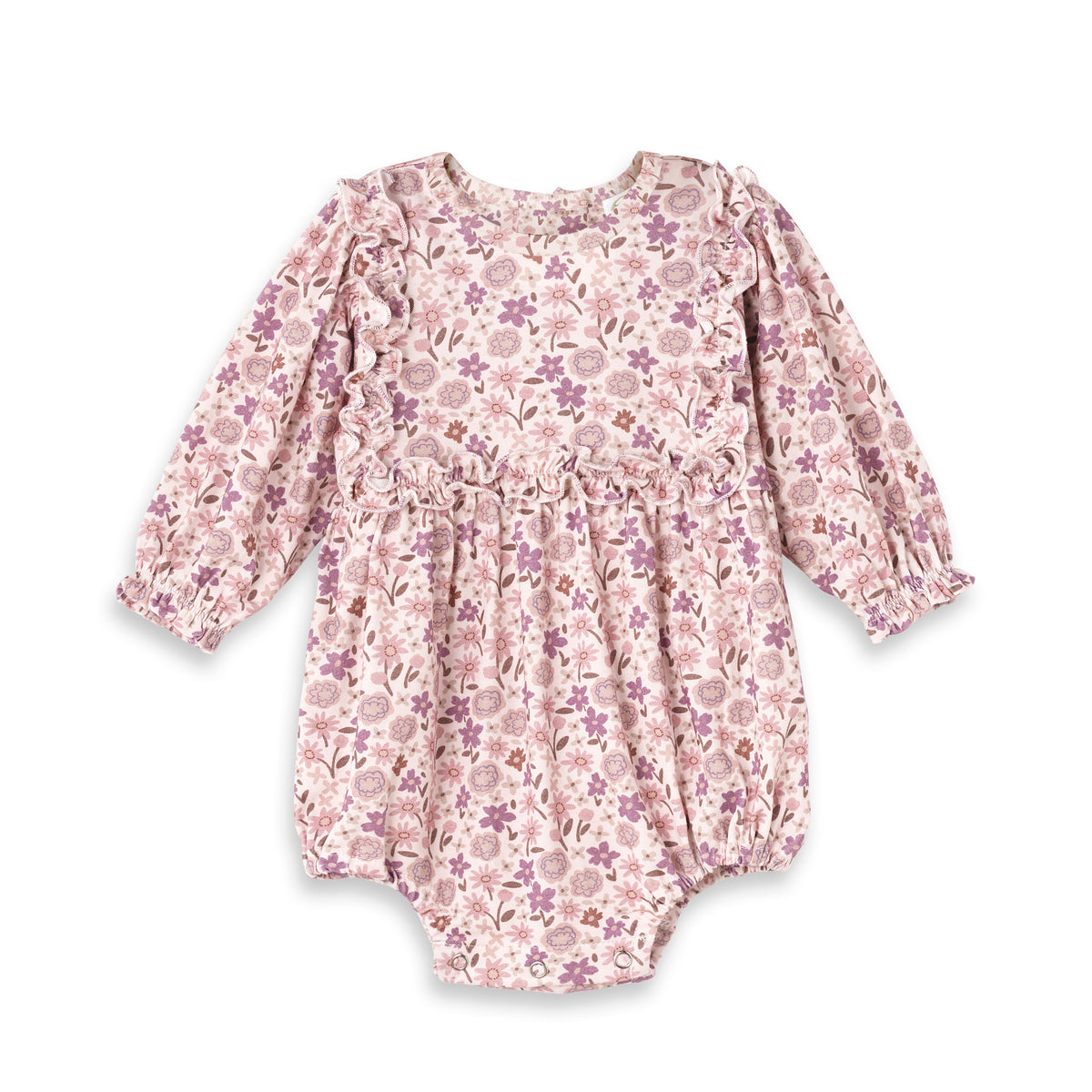 Baby Girl Ruffle Romper – Bamboo Floral Bodysuit One Piece