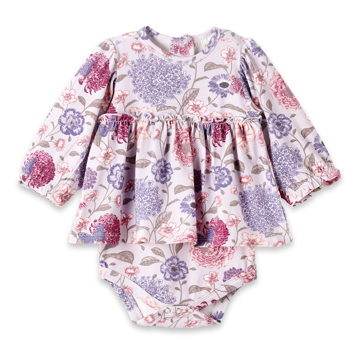Floral Skirted Baby Girl Bodysuit – Bamboo Vintage Bloom