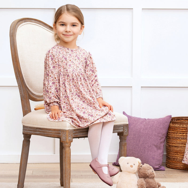 Girls' Bamboo Floral Dress – Soft, Stylish Vintage Inspired