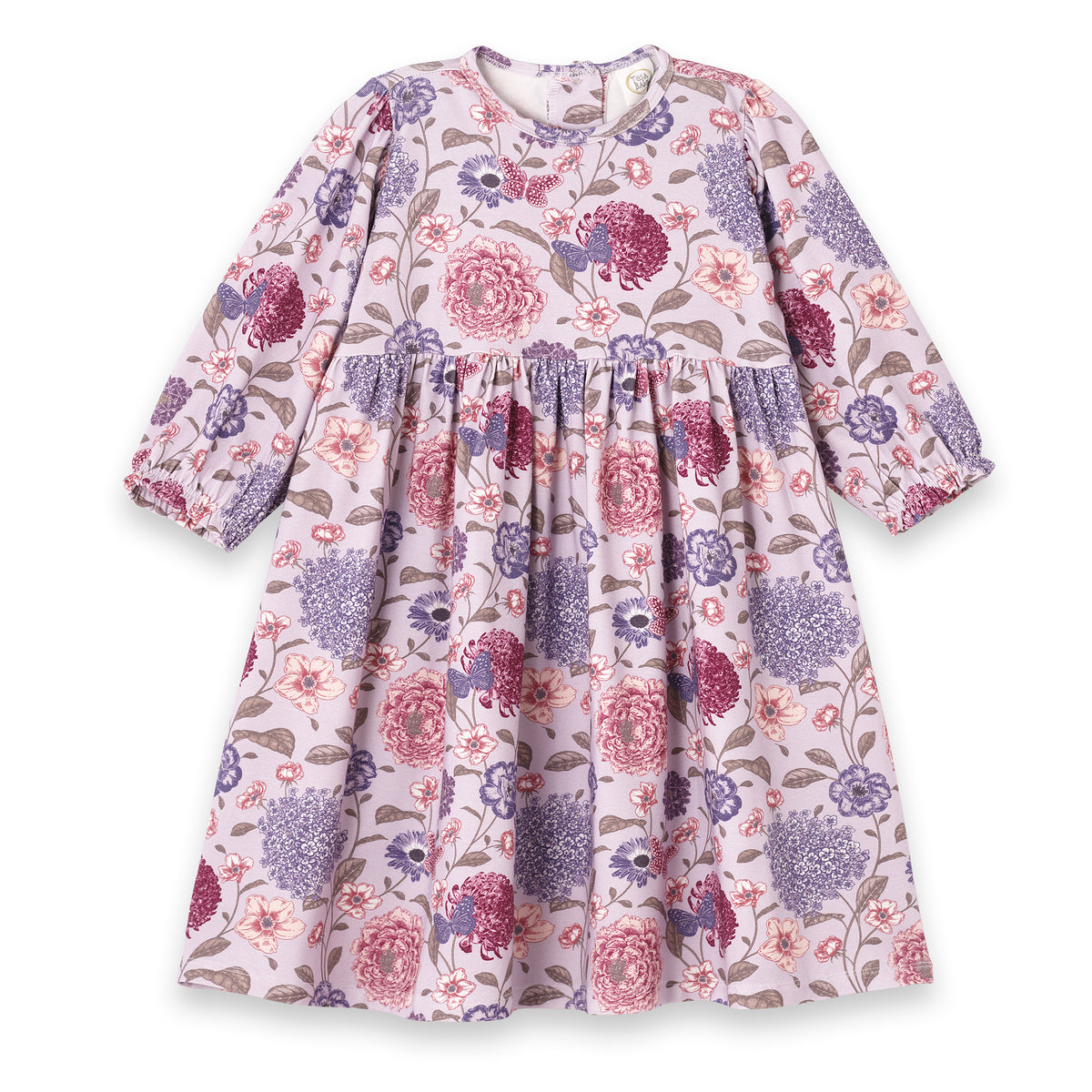 Floral Long Sleeve Girls Dress – Bamboo Cotton Vintage Bloom