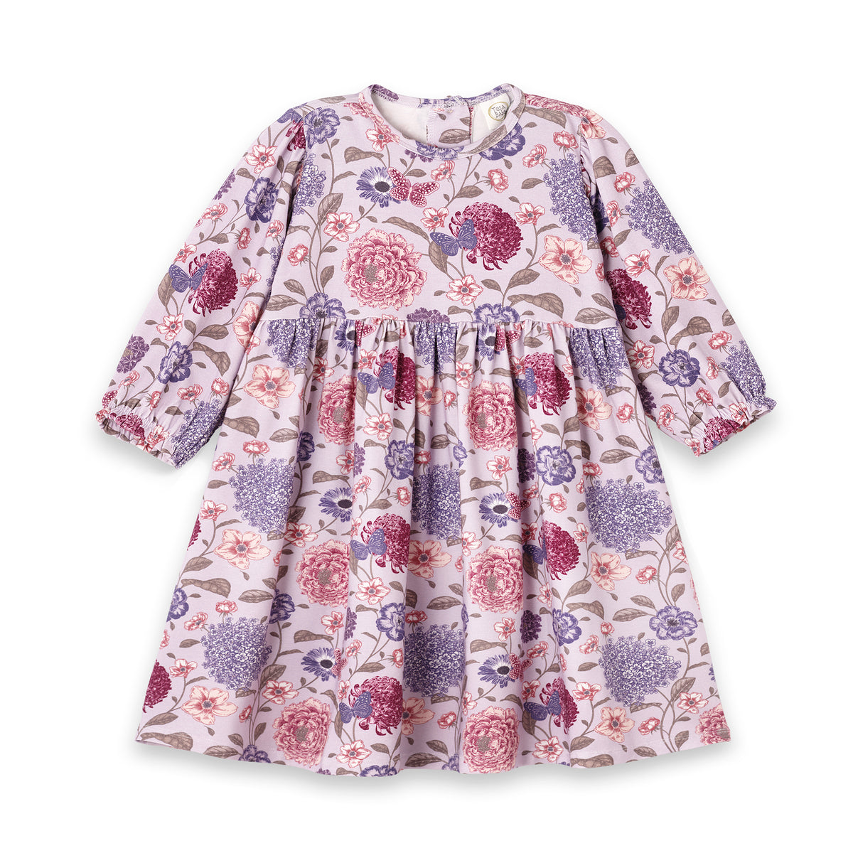Floral Long Sleeve Girls Dress – Bamboo Cotton Vintage Bloom