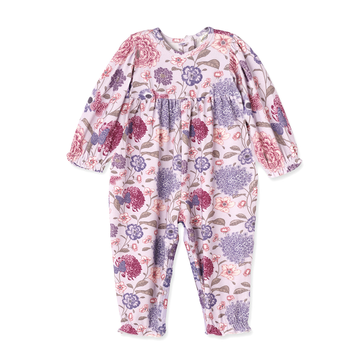 Floral Empire Baby Girl Romper – Bamboo Vintage Bloom Ruffle