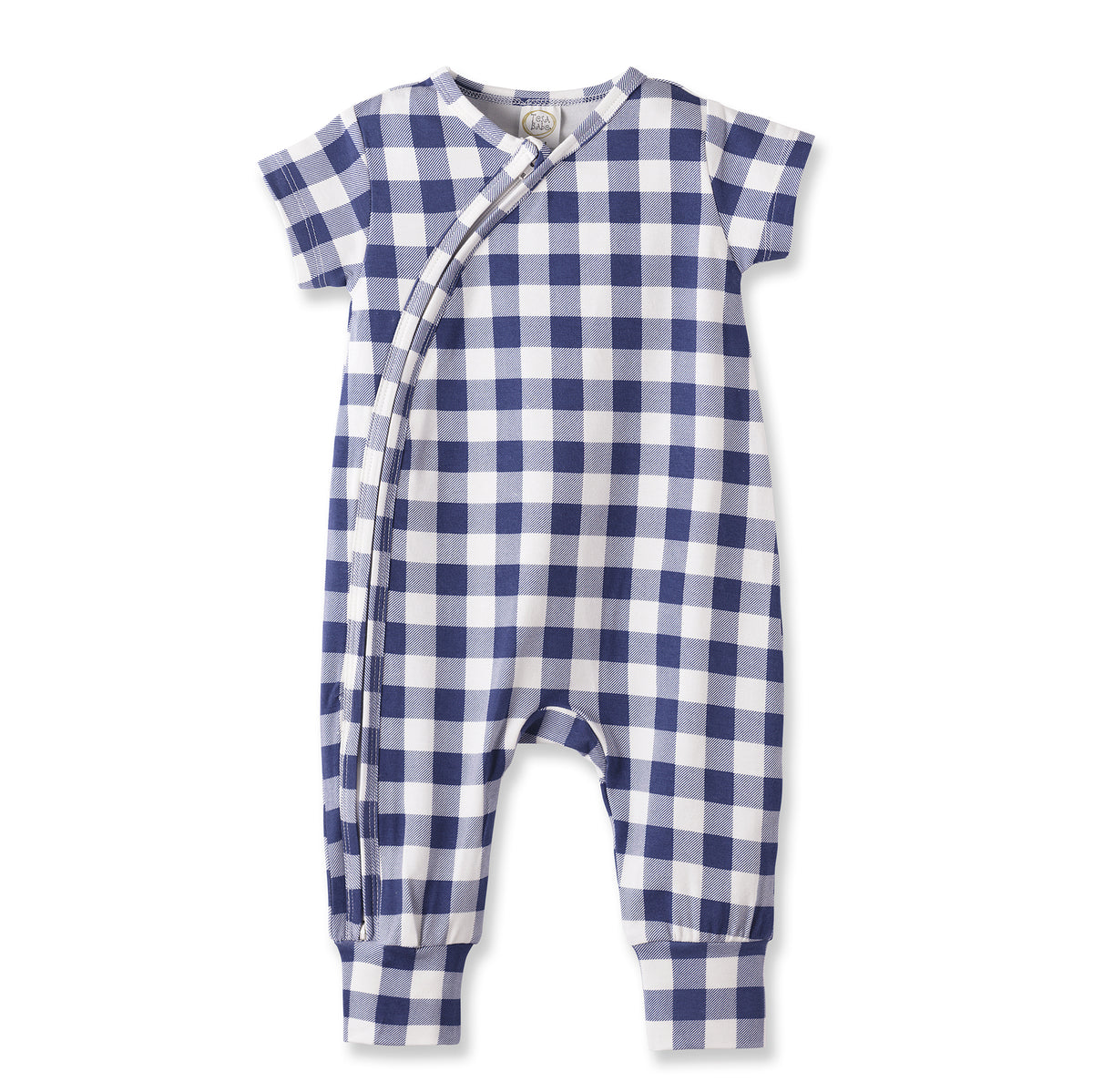 Picnic Plaid Bamboo Baby Zipper Romper w/Convertible Cuffs
