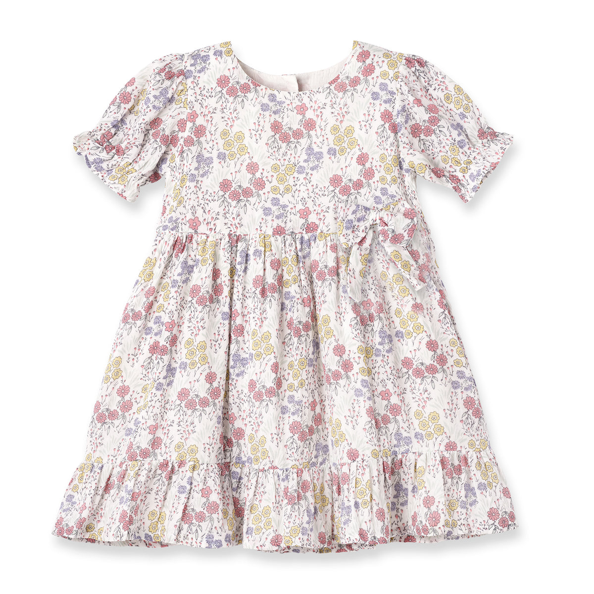 Cotton Floral Gauze Dress with Bow