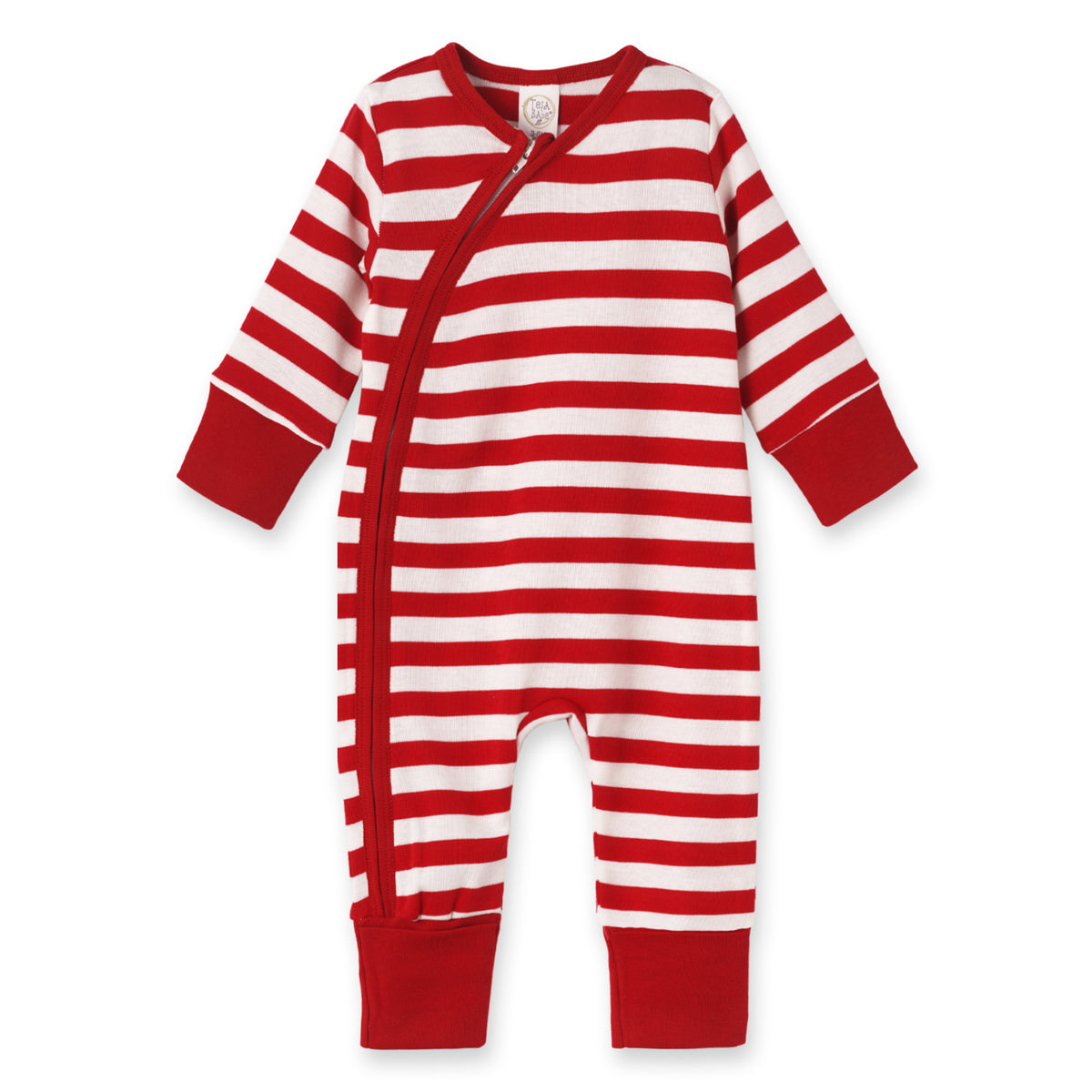 Candy Cane Christmas Stripe Baby Zipper Romper - 100% Cotton