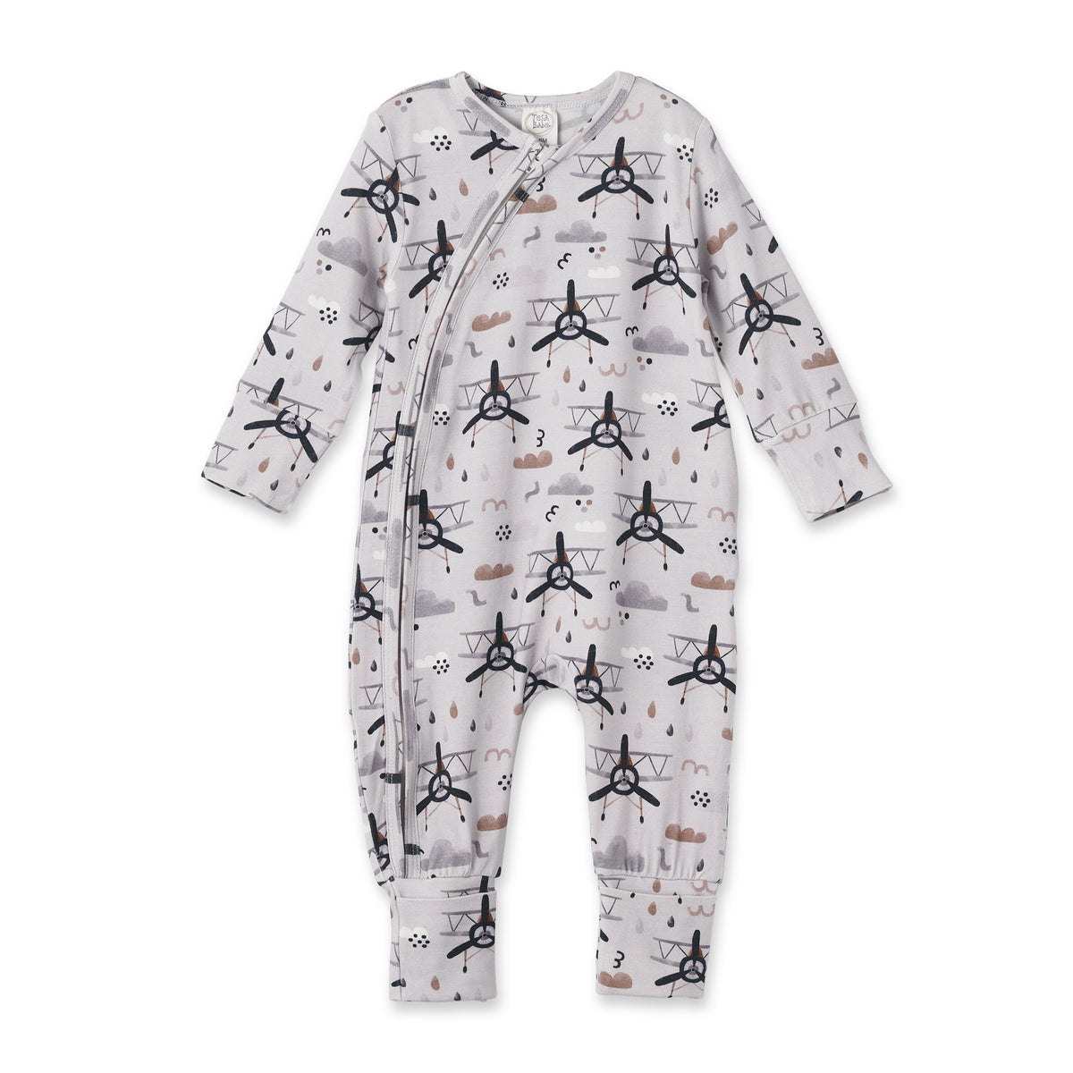 Airplane Zipper Romper -  Bamboo Baby Footie Outfit