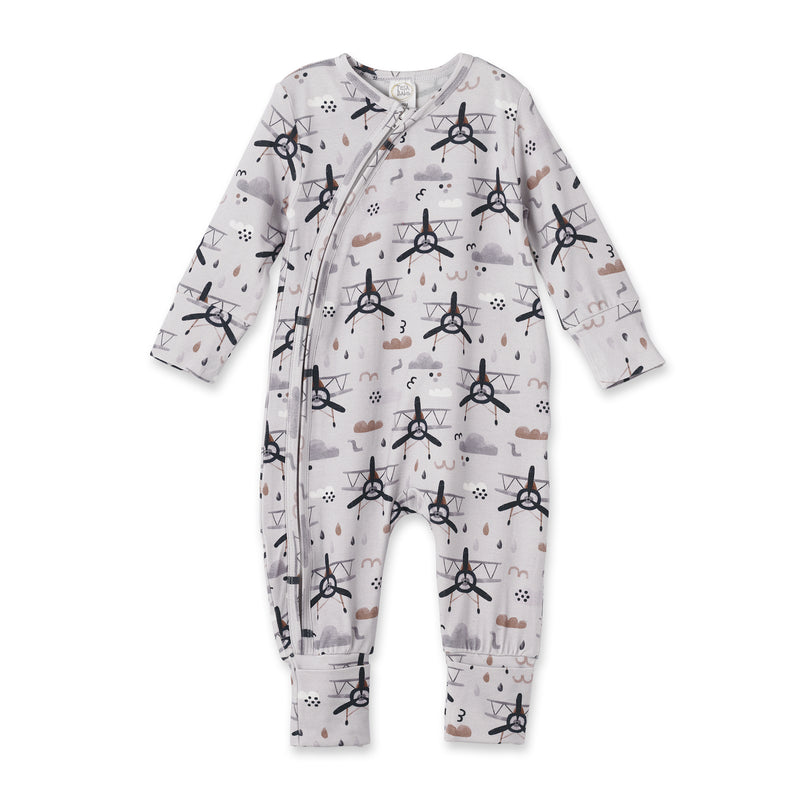 Airplane Zipper Romper -  Bamboo Baby Footie Outfit