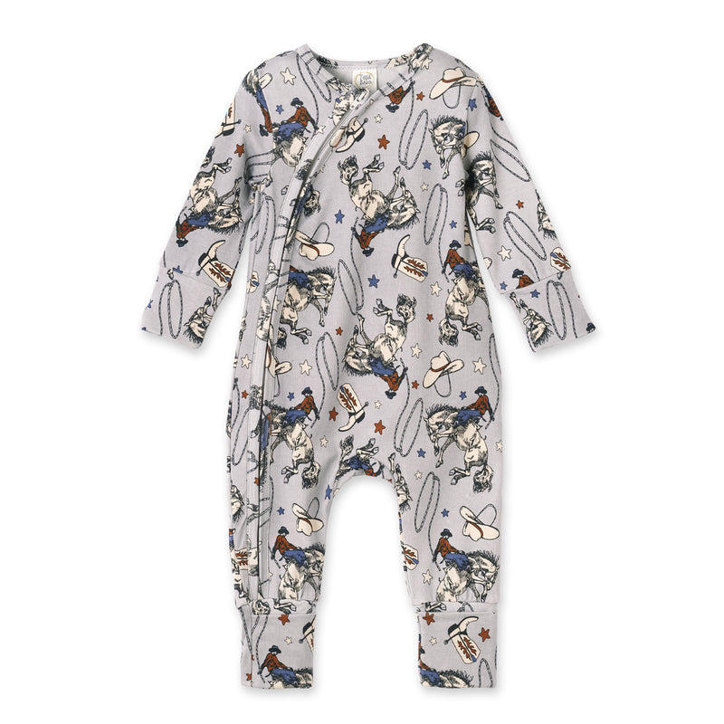 Western Cowboy Rodeo Zipper Baby Romper - Bamboo Convertible