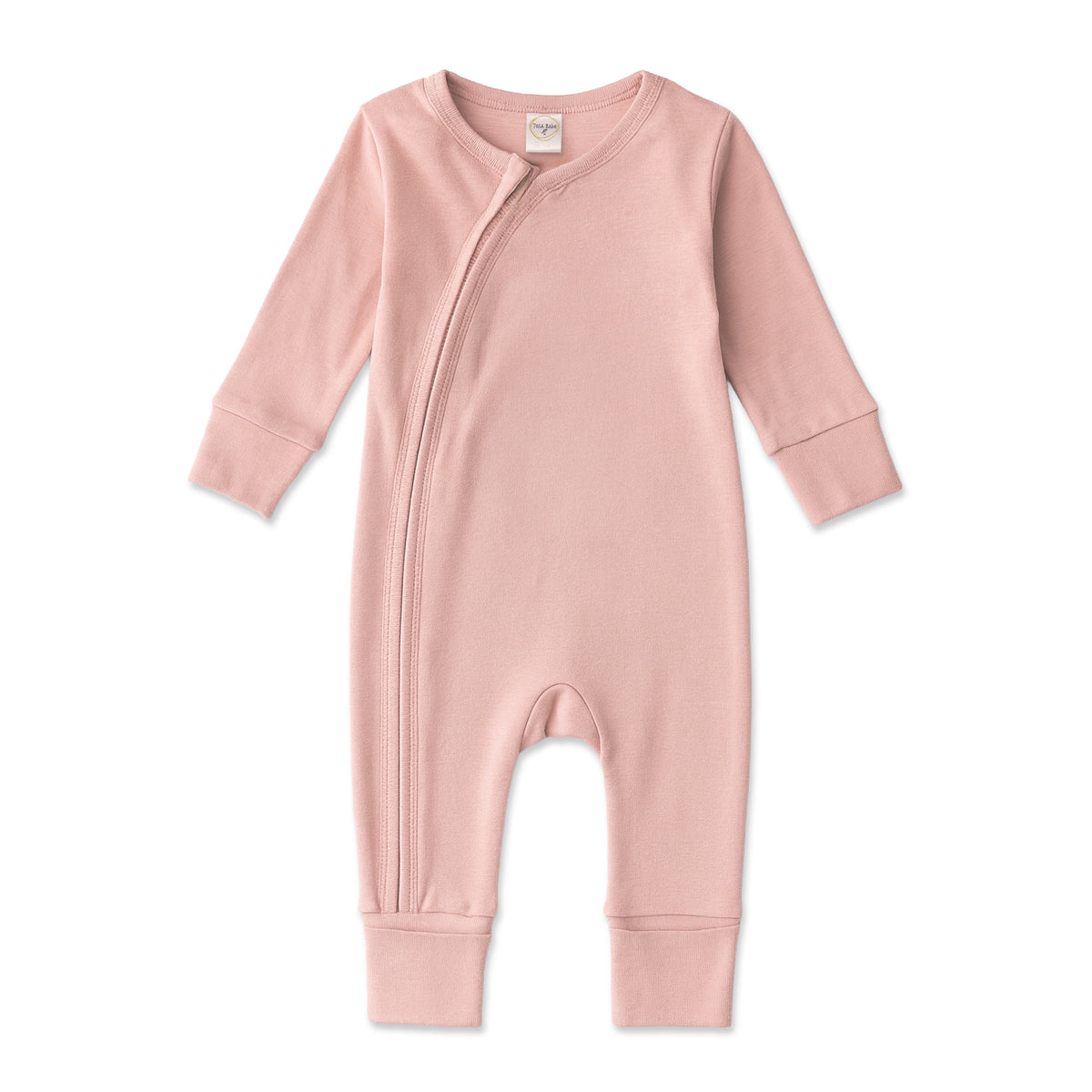 Cotton Baby Zipper Romper With Convertible Cuffs-Soft Coral