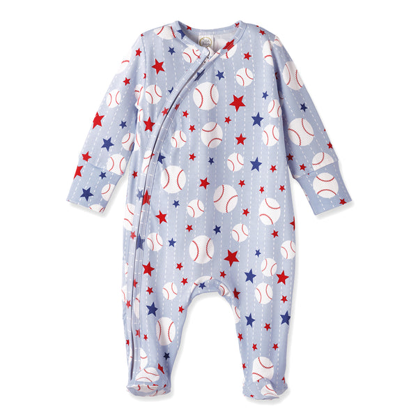 Grand Slam Baseball Bamboo Zipper Romper for Baby