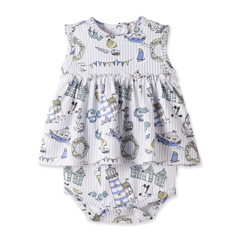 Seashore Skirted Bodysuit – Bamboo Baby Girl One-Piece